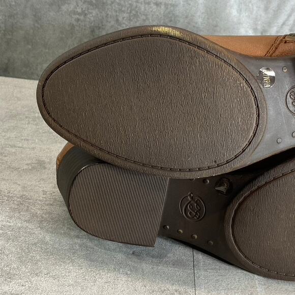 LUCKY BRAND Women's Toffee Barillos Leather Basel Double Side-Zip Block-Heel - Picture 8 of 13